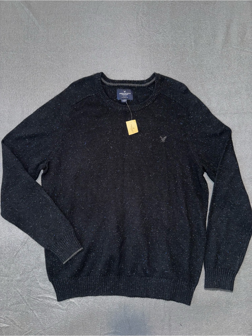 NWT American Eagle Classic Fit Crew Neck Sweater Black Speckled Men’s L